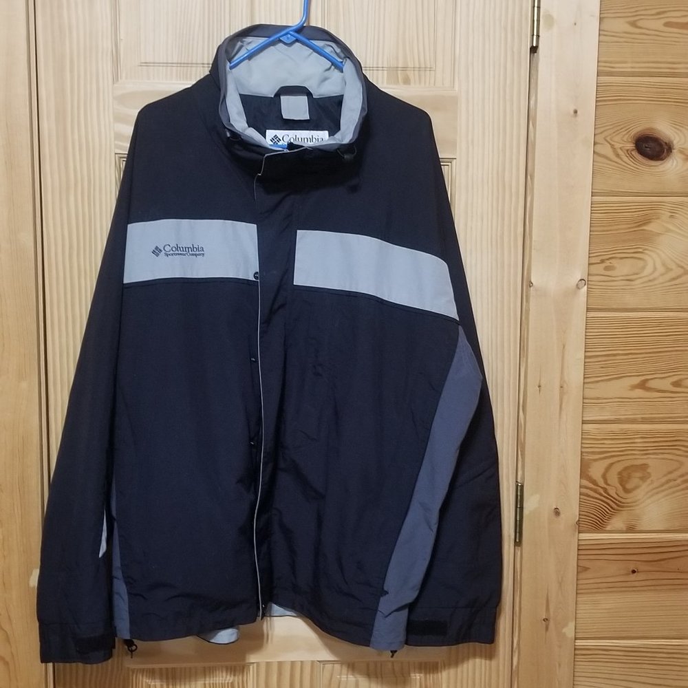 Columbia Sportswear Mens Size XXL Black/Gray Full Front Zip/Snap Ski/Fish Jacket